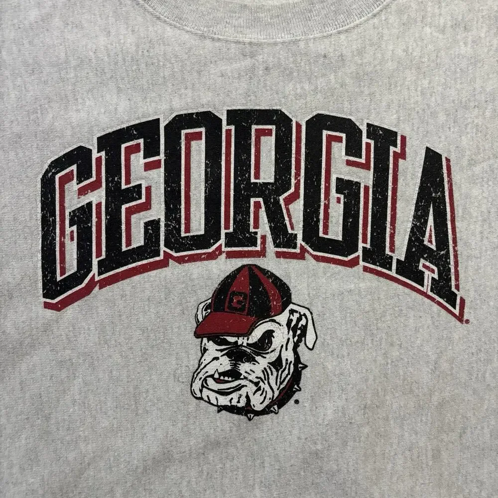 Vintage Champion Reverse Weave Georgia Bulldogs Crewneck Sweatshirt Gray 2XL